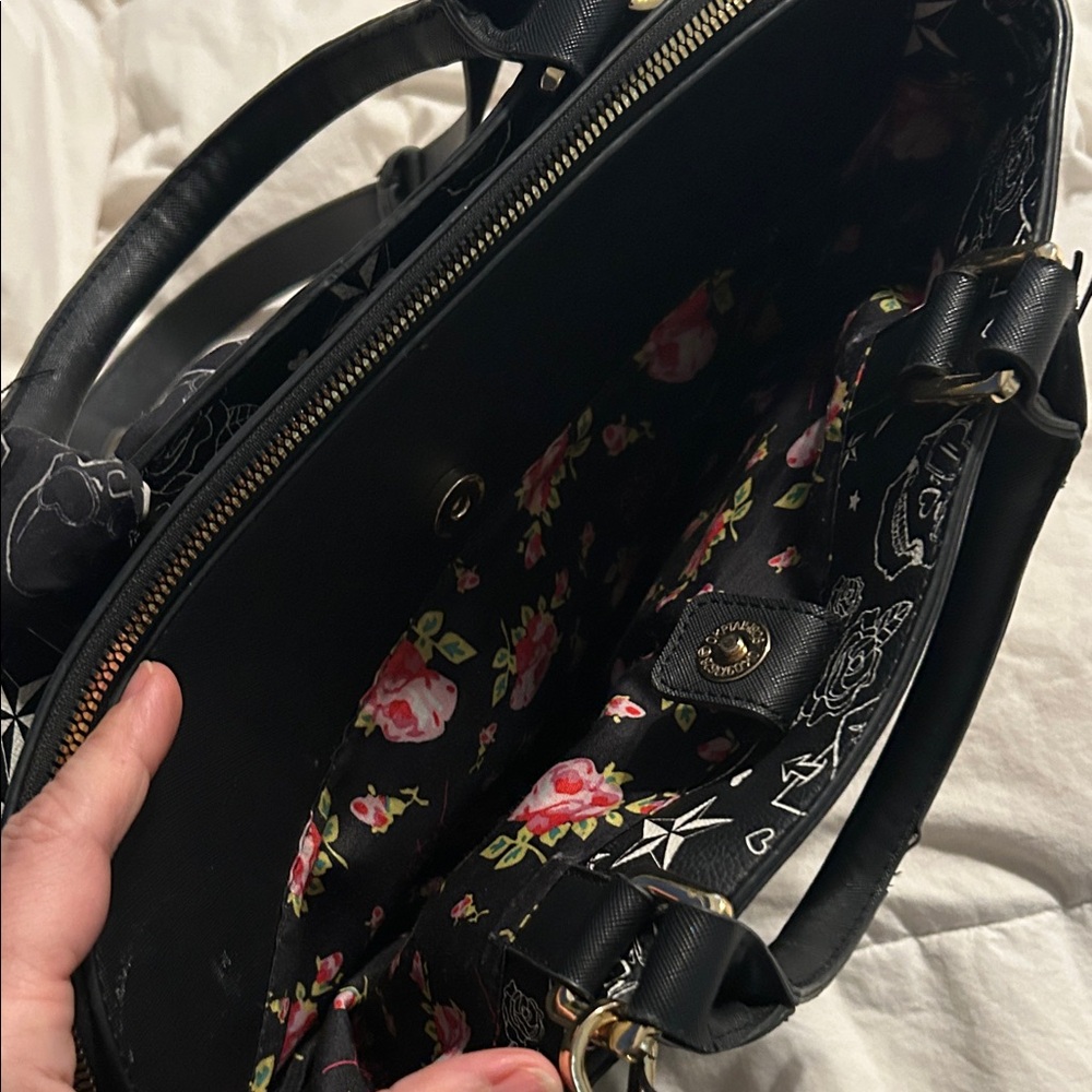 Betsey Johnson skull Tote Bag with Scarf Accent - Picture 3 of 6